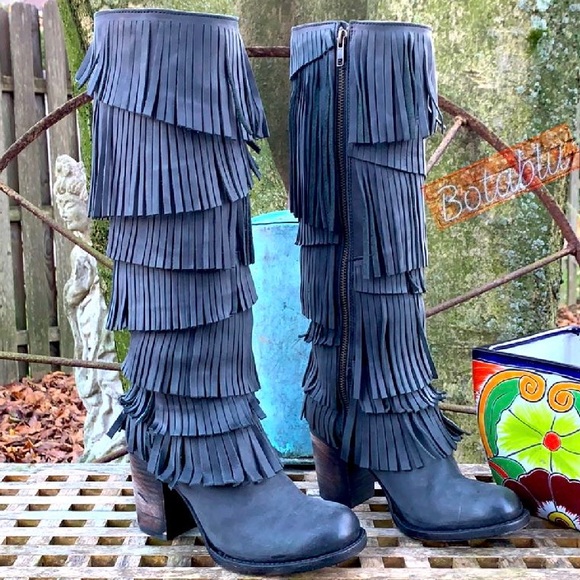 FREEBIRD BT STEVEN NEW! INCA Fringe Tall Boots 7 - Picture 2 of 11